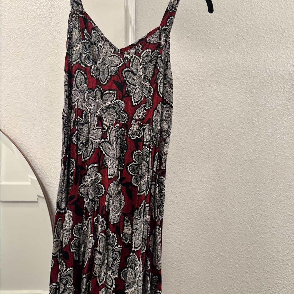 Floral Red and Black Dress